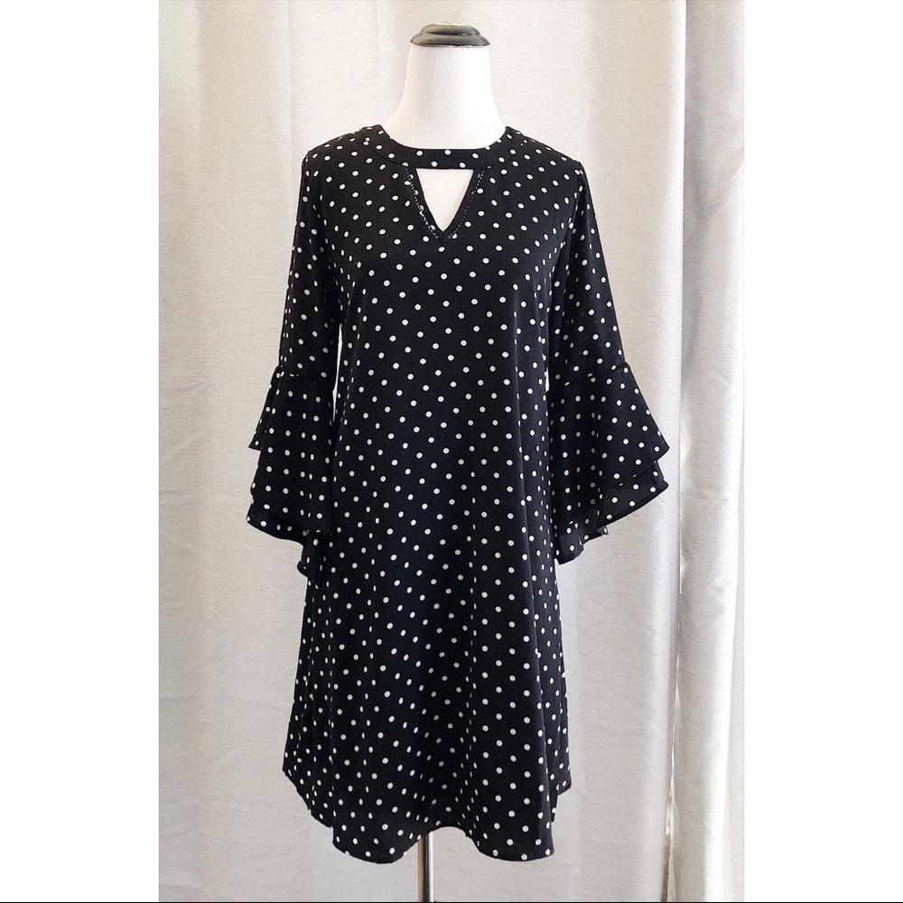 Polka Dot Bell Sleeve Dress NWOT